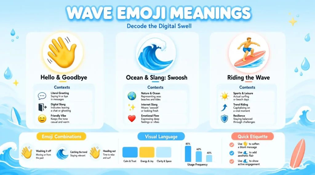 What do wave emoji meaning symbols mean